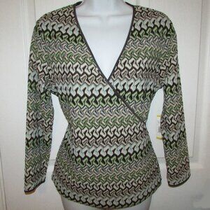 JONES NEW YORK Textured Wrap Top - Med - NEW